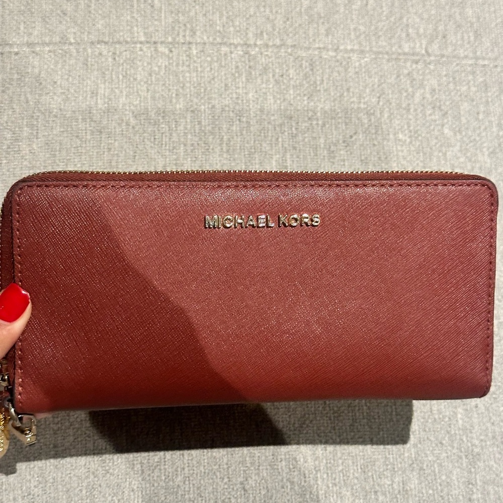 Michael Kors Burgundy Zip-Around Wallet